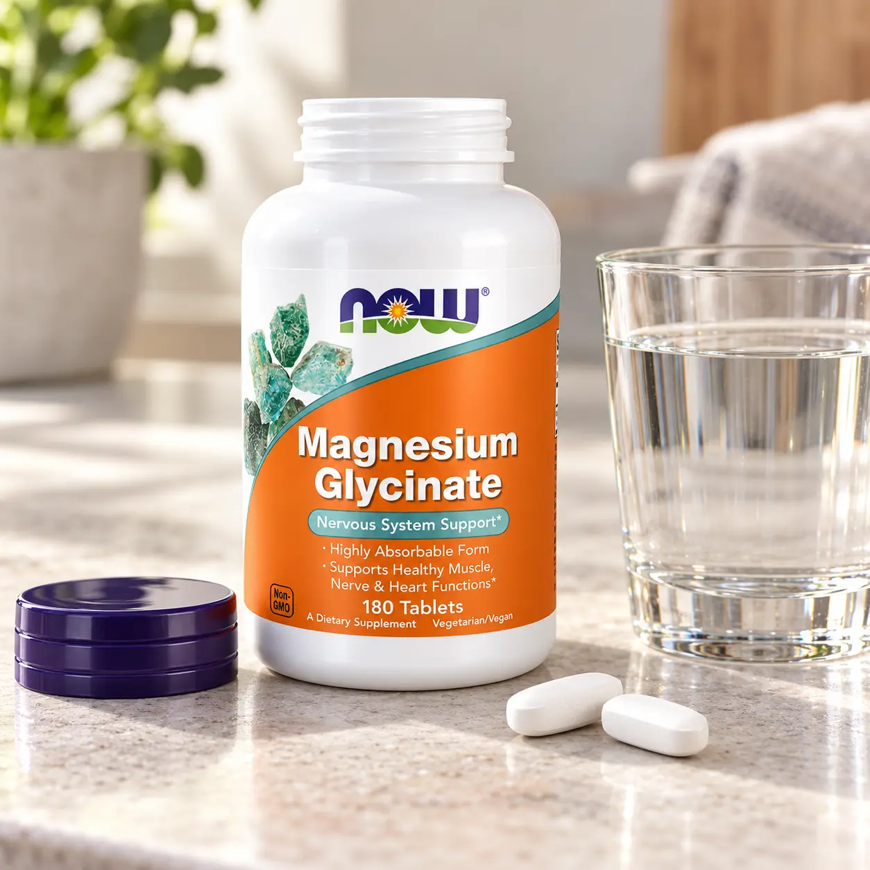 NOW Foods Magnesium Glycinate - 180 Tabletter - Billede 3